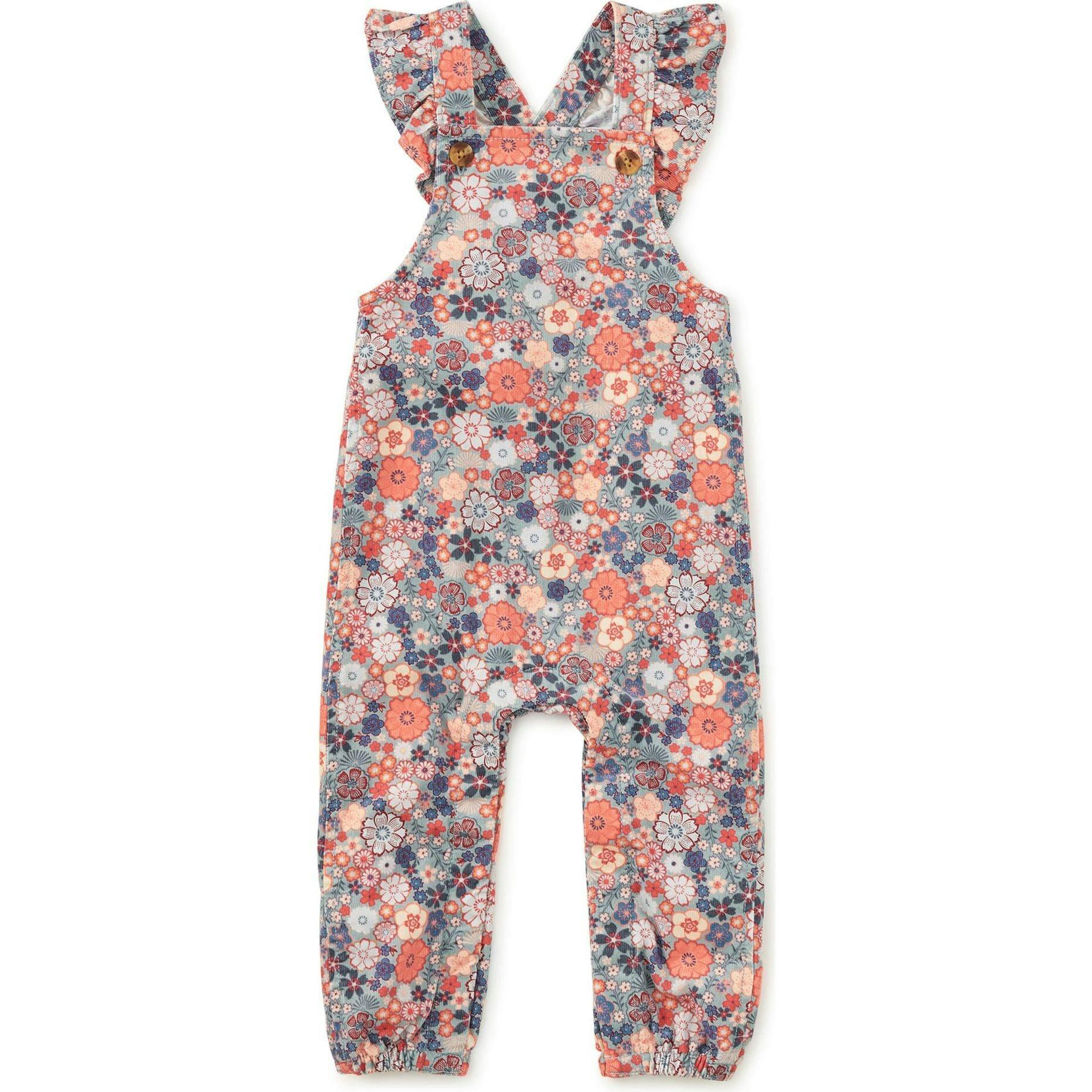 Corduroy Ruffle Baby Overalls, Multi