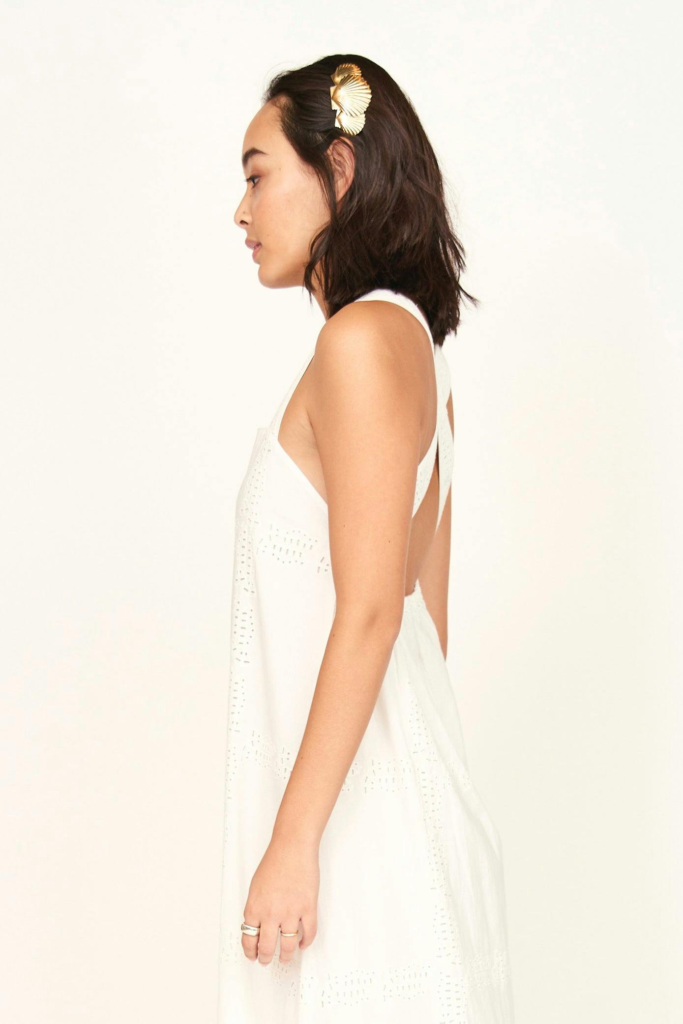 Ica Dress in White Marine Eyelet