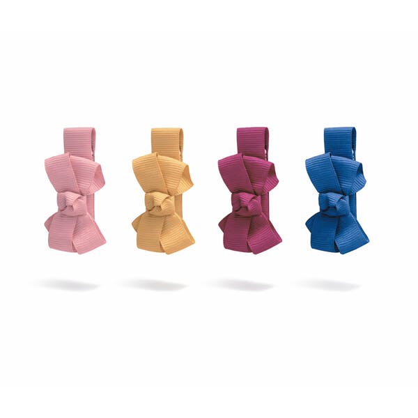 Little Bows Yellow Red Blue Fabric Hair Clips