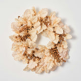 Bleached Cream Oak Leaf & Toffee Brown Berry Fall Autumn Mantel Front Door Wreath