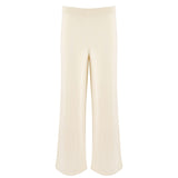 Women's Cream Wide Leg Knit Pant