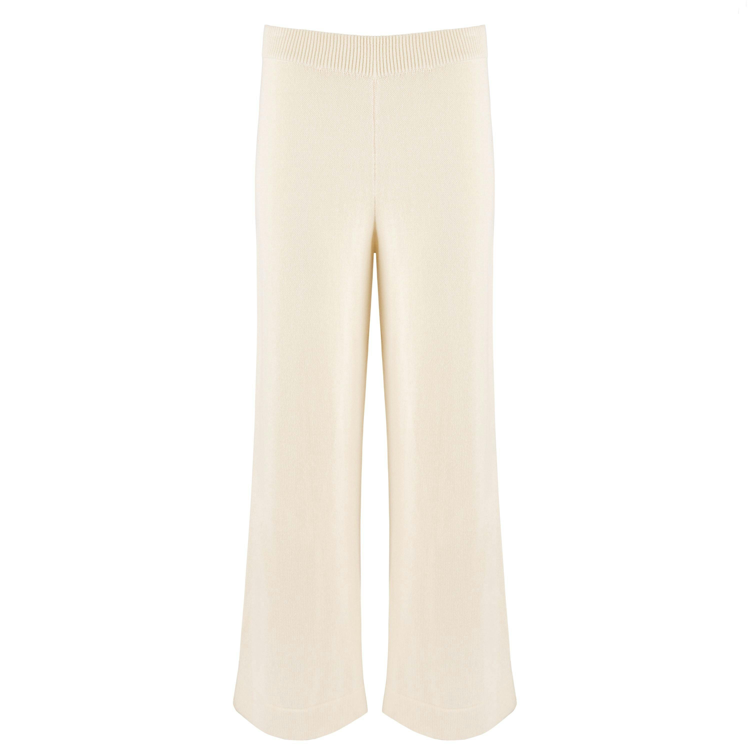 Women's Cream Wide Leg Knit Pant