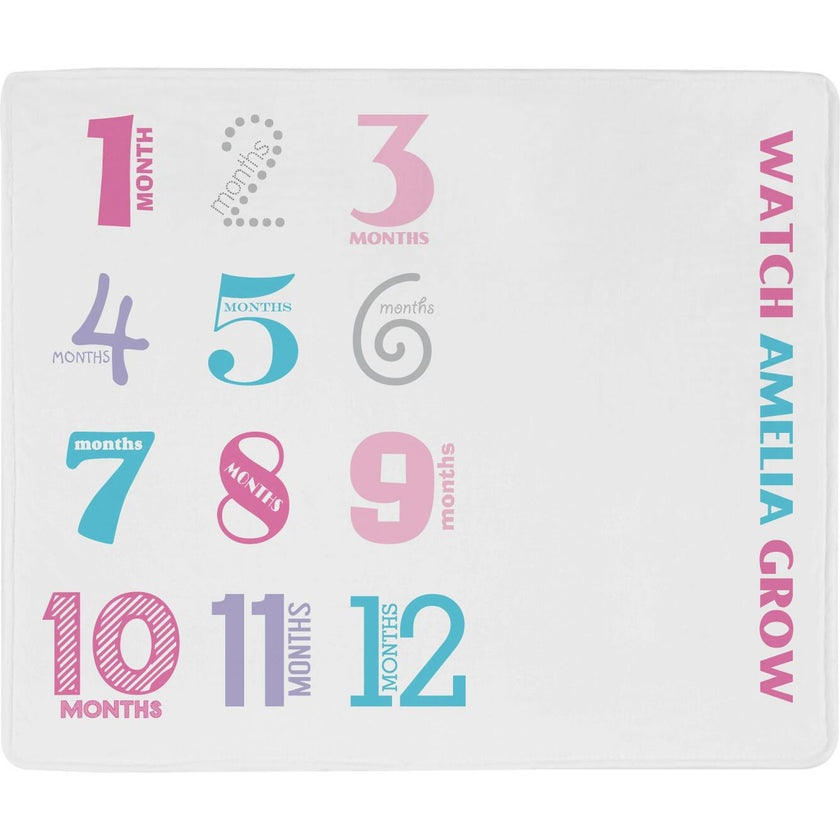 Watch Me Grow Milestone Baby Blanket | Pink