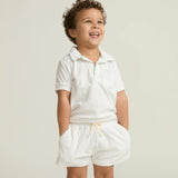 boys shell white french terry short