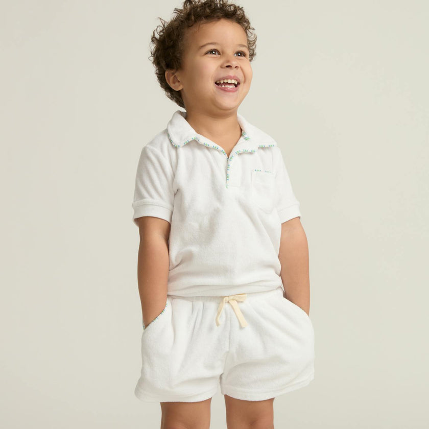 boys shell white french terry short