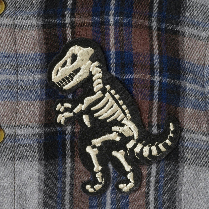 Hooded Plaid Shacket | Dino Bones