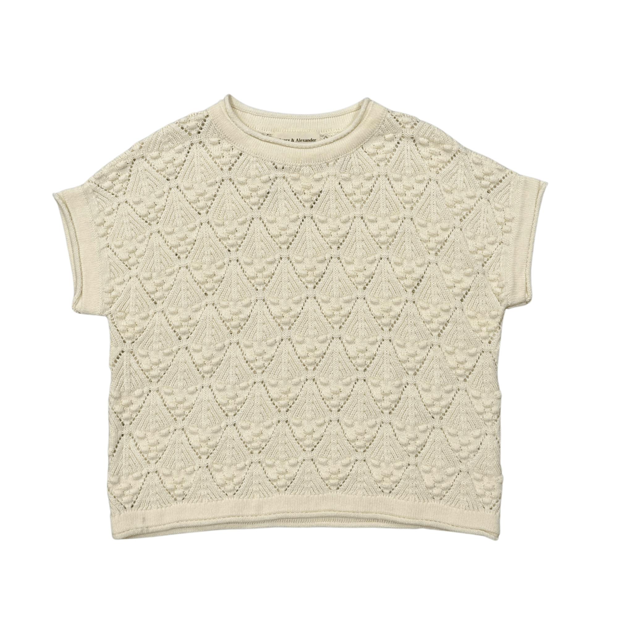 Girls Open Weave Sweater in Cream