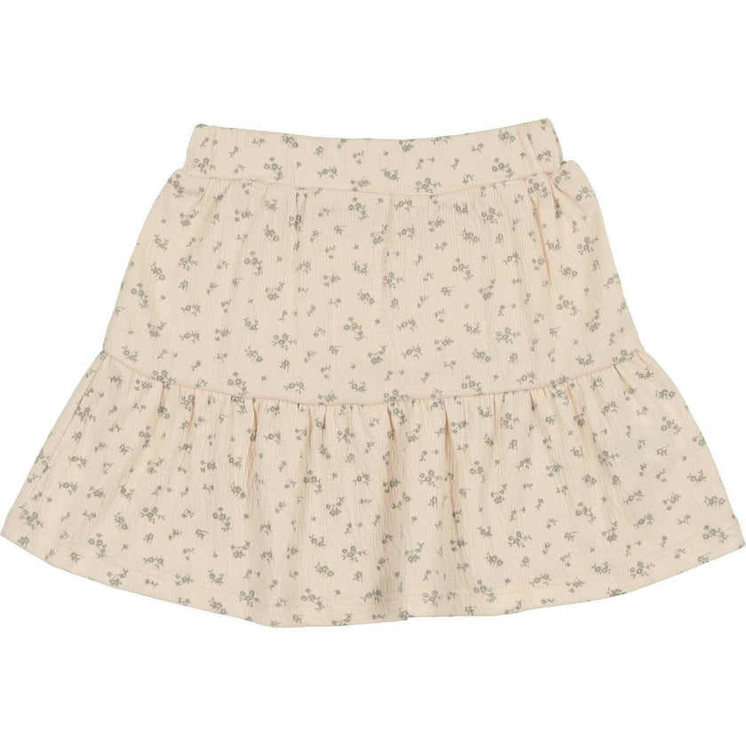 Printed Gauze Tired Ruffle Hem Short Skirt