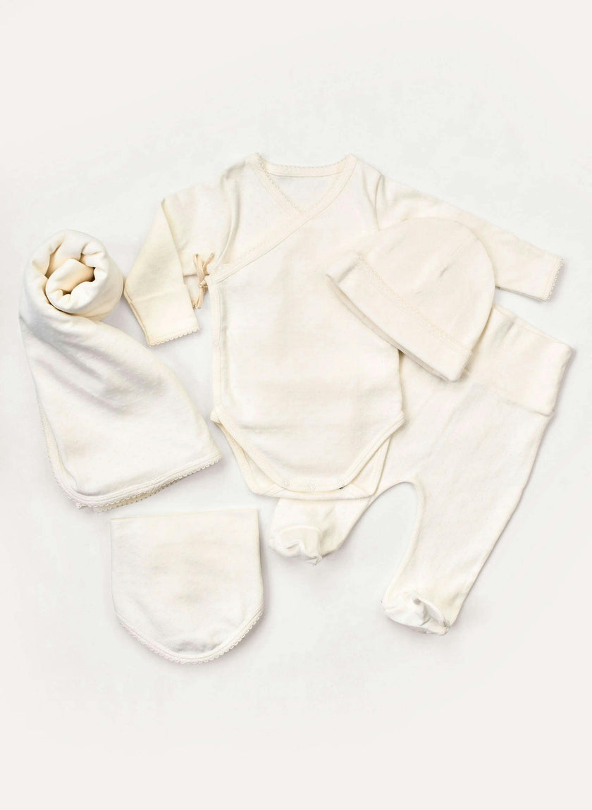 Welcome Baby Organic Pointelle Cotton 5 Piece Set