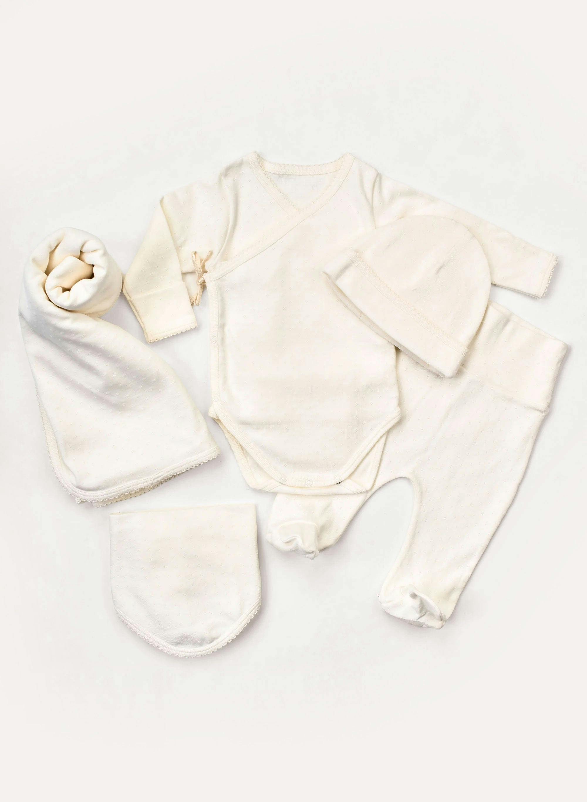 Welcome Baby Organic Pointelle Cotton 5 Piece Set