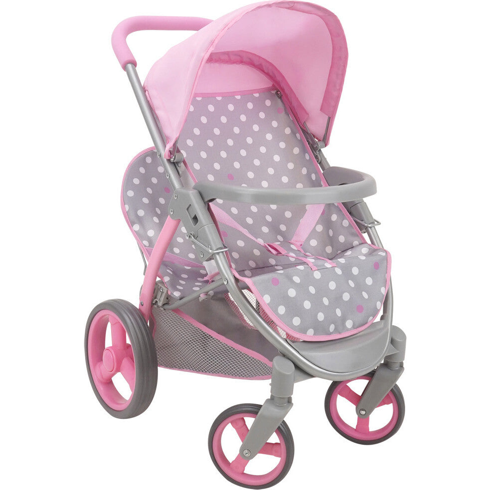 Cotton Candy Pink: Twin Tandem Doll Stroller - Dolls Up to 18