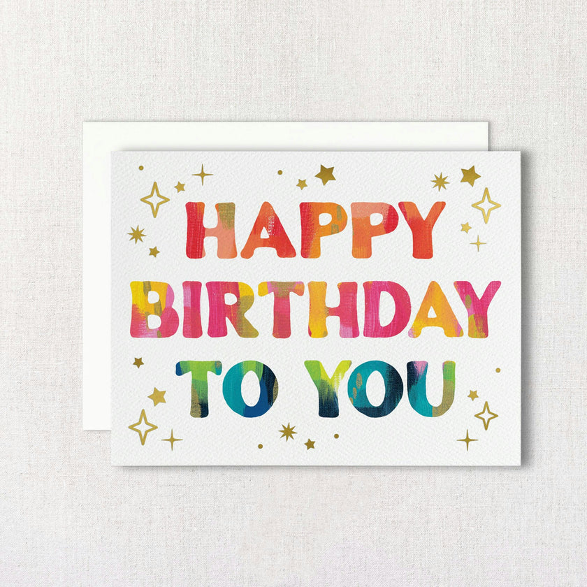 Starry Rainbow Birthday Greeting Card