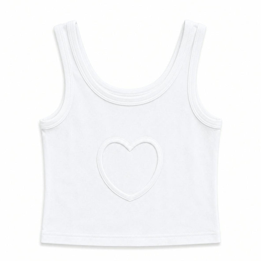 Harlow White Heart Cut Out Tank