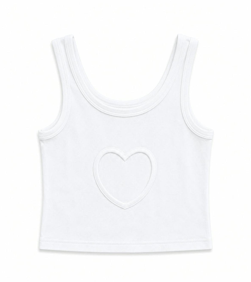 Harlow White Heart Cut Out Tank