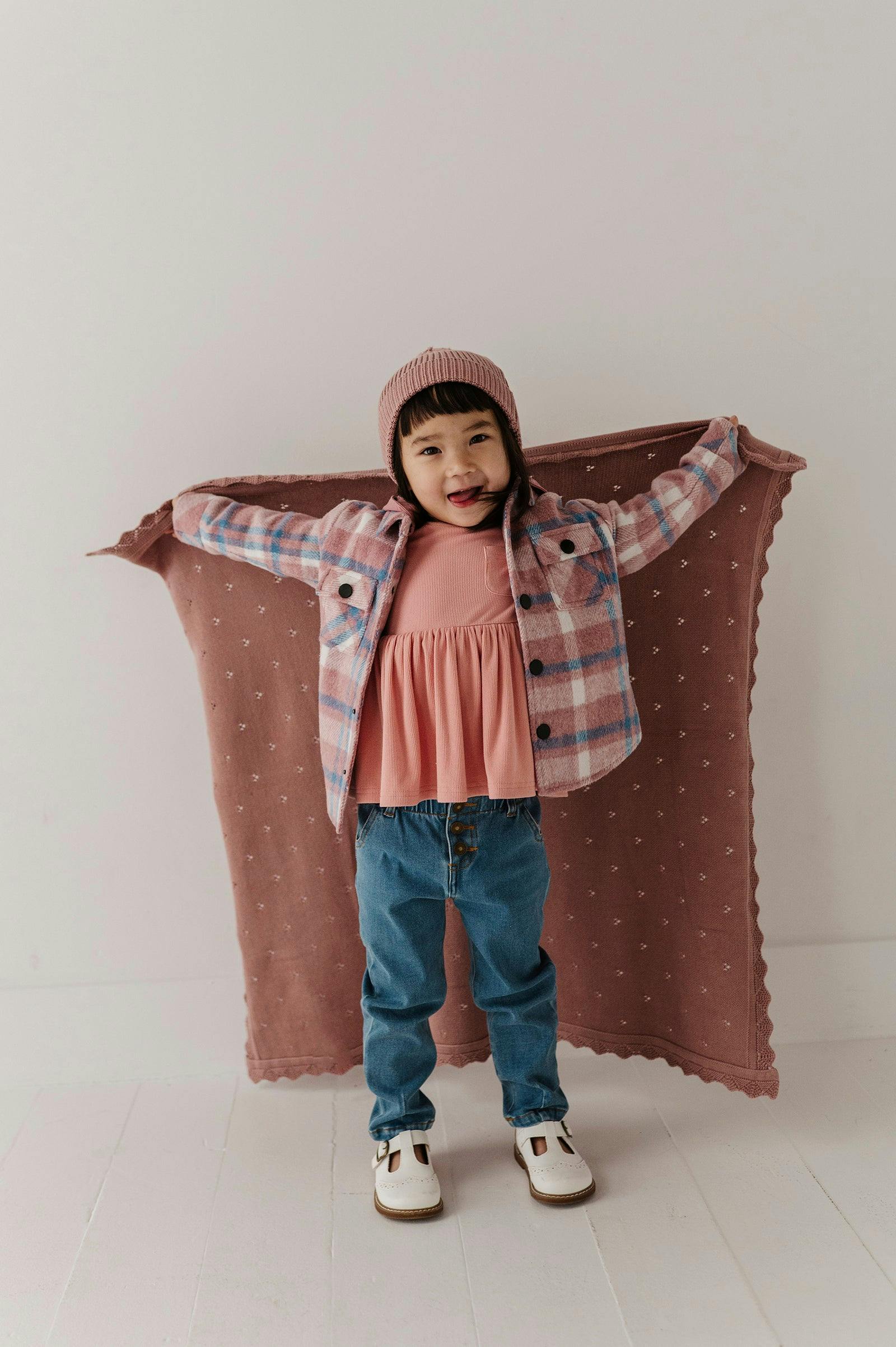 Knit Blanket in Rose