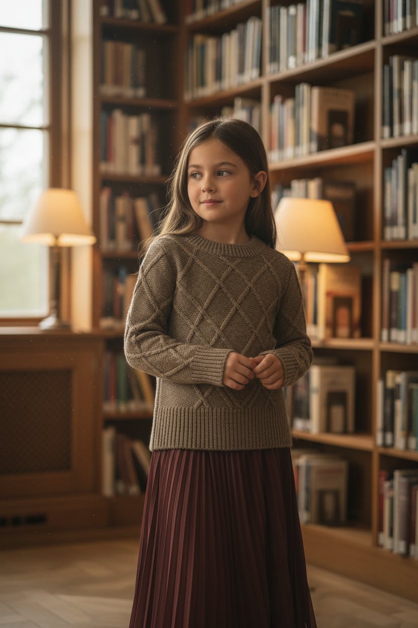 Chunky Cable Knit Ribbed Collar Sweater