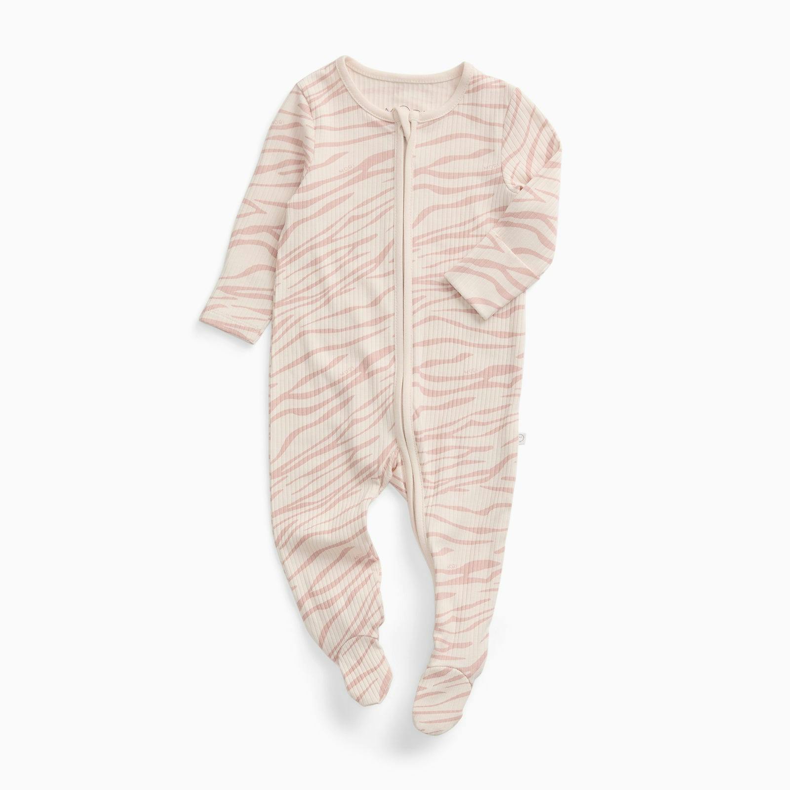 Zebra Sands Ribbed Clever Zip Baby Pajamas