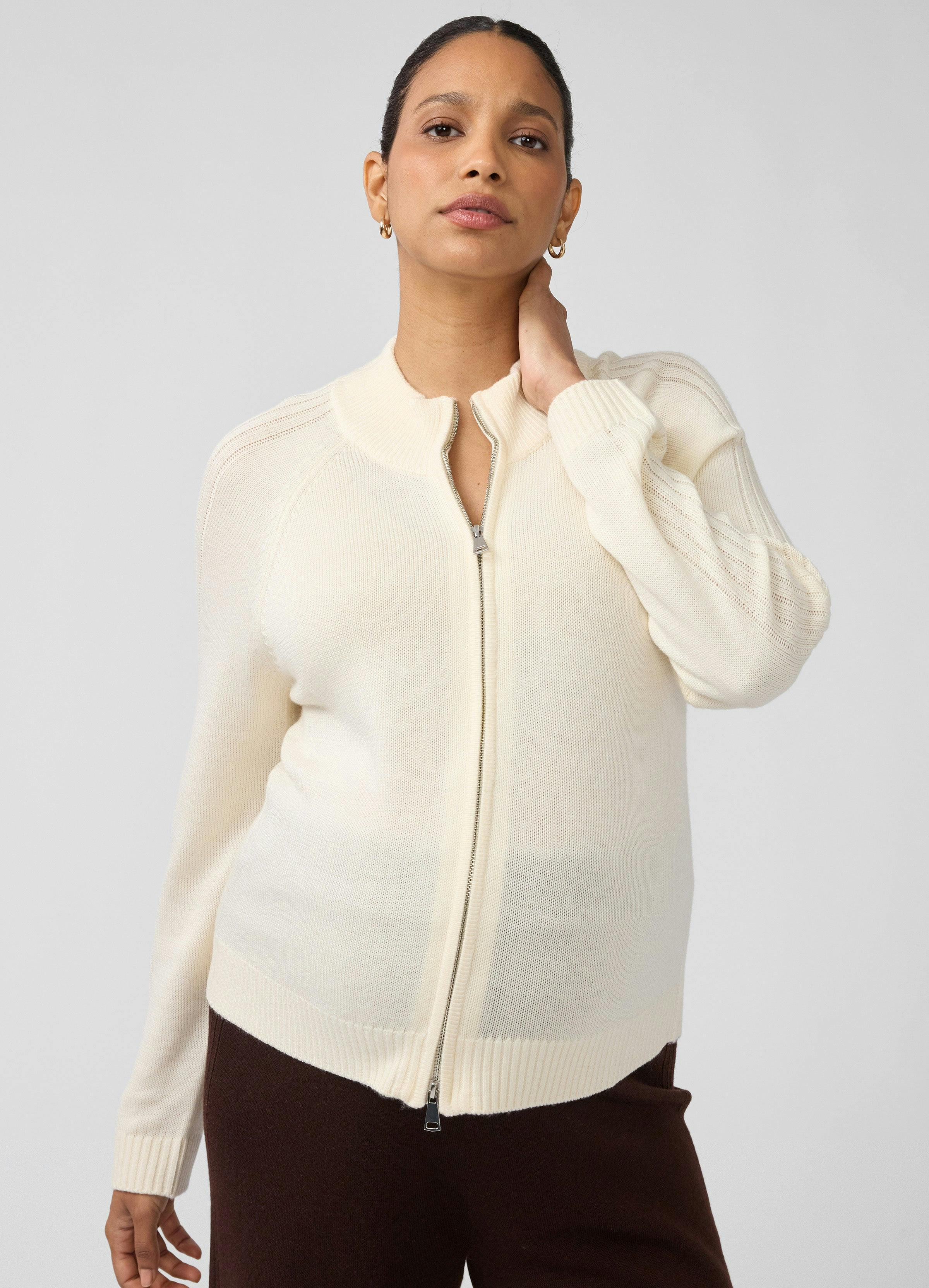 Funnel Neck Raglan Knit Maternity Cardigan