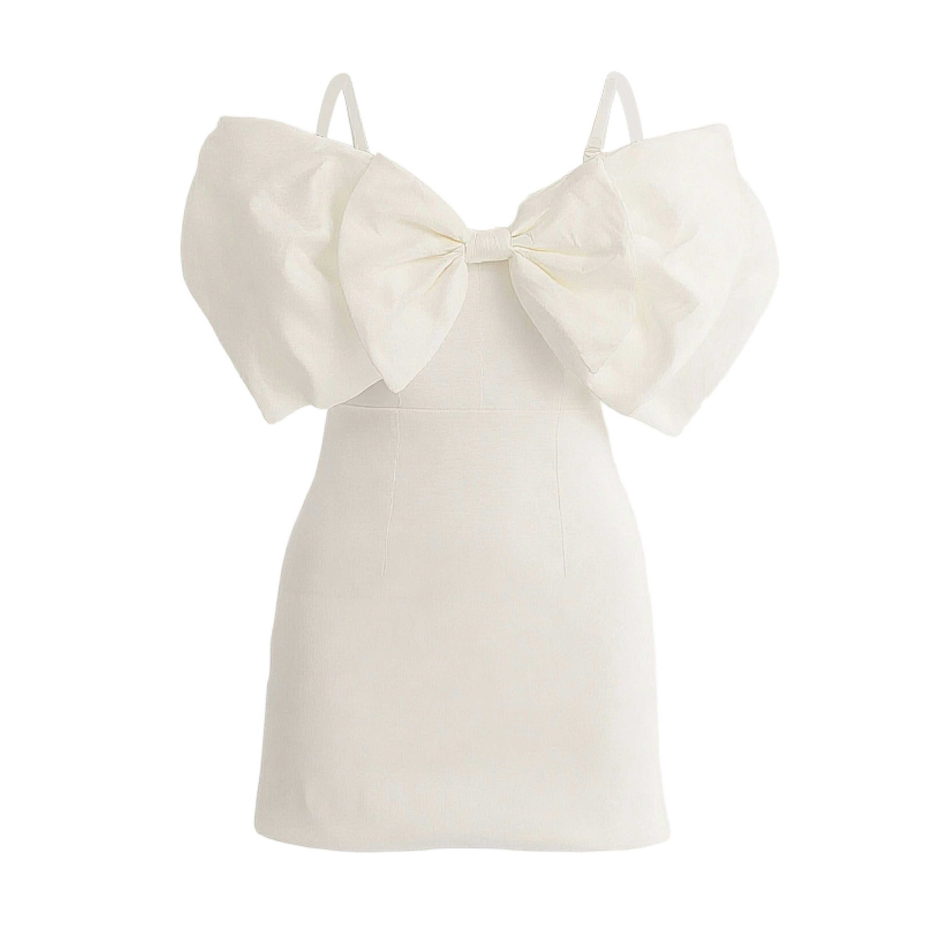 White Bachma Bow Mini Dress