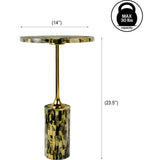 Hedda 23.5" Contemporary Glam Metal/Resin Faux Stone Round End Table