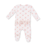 Rose Bow Lattice - 2 Way Ruffle Back Zipper Footie