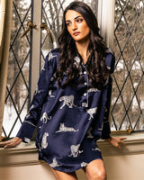 Women's Silk Nightshirt in Panthère de Nuit