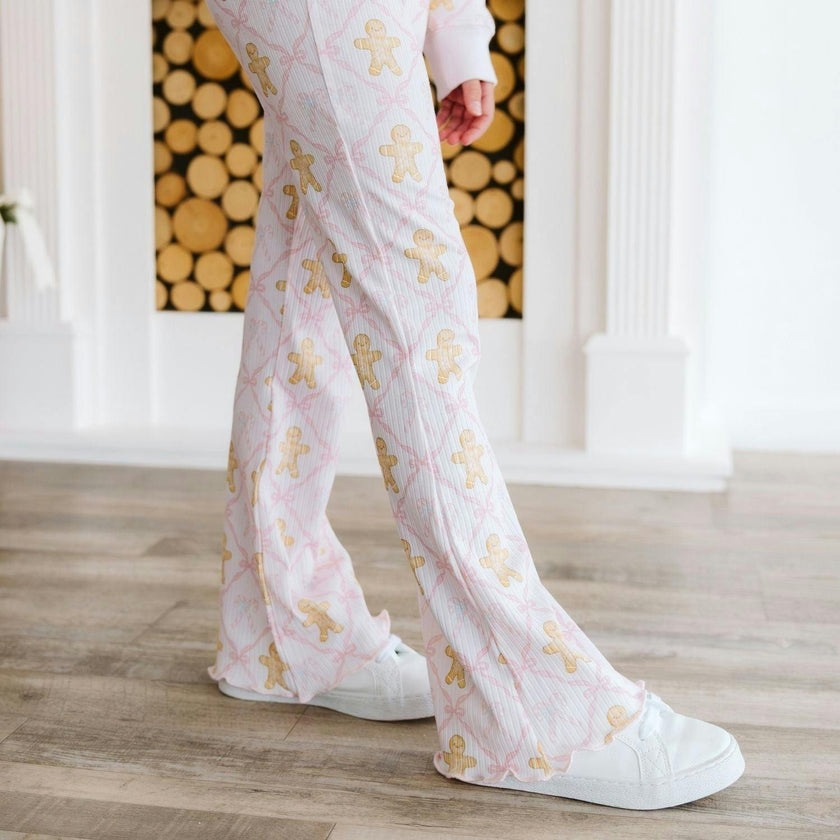 Gingerbread Bow Trellis Christmas Flare Legging