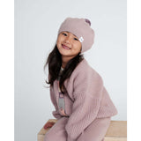 Chunky Ribbed Cotton Knit Pom Pom Beret, Pink
