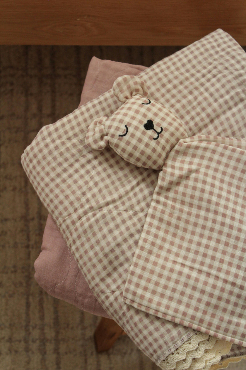 Mauve Gingham Bear Lovey