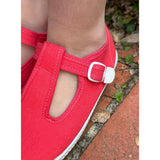 Canvas T-Strap in Coral