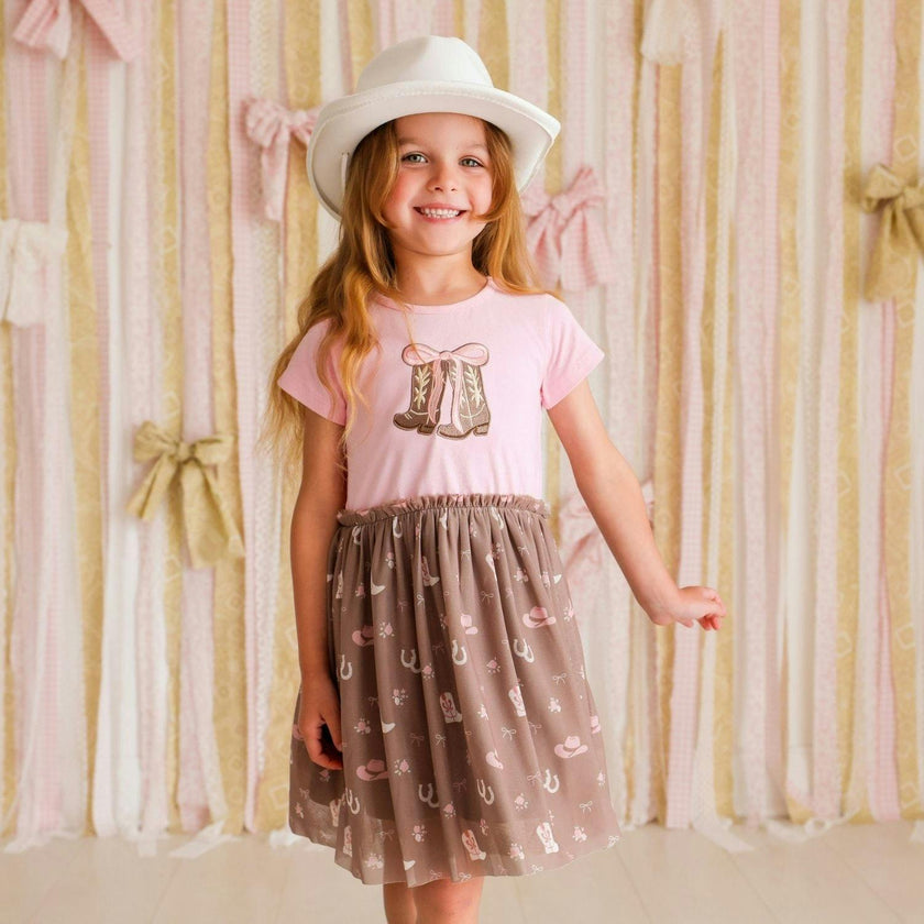 Howdy Darling Western Short Sleeve Tutu Dress