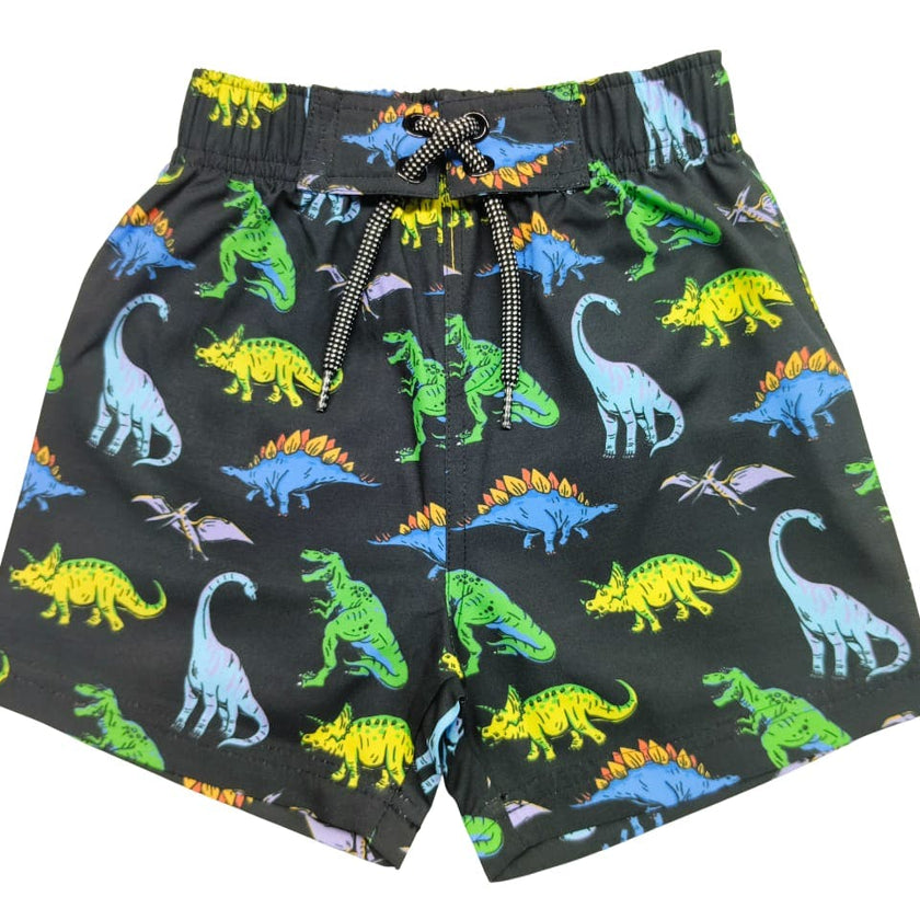Baby Swim Board Shorts - Neon Dinos