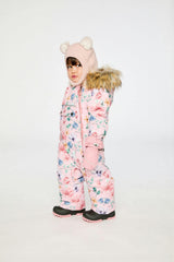 Baby One Piece Snowsuit Adapted For Car Seats Pink Floral Print