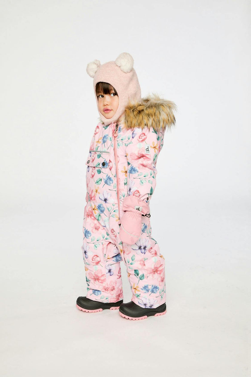 Baby One Piece Snowsuit Adapted For Car Seats Pink Floral Print