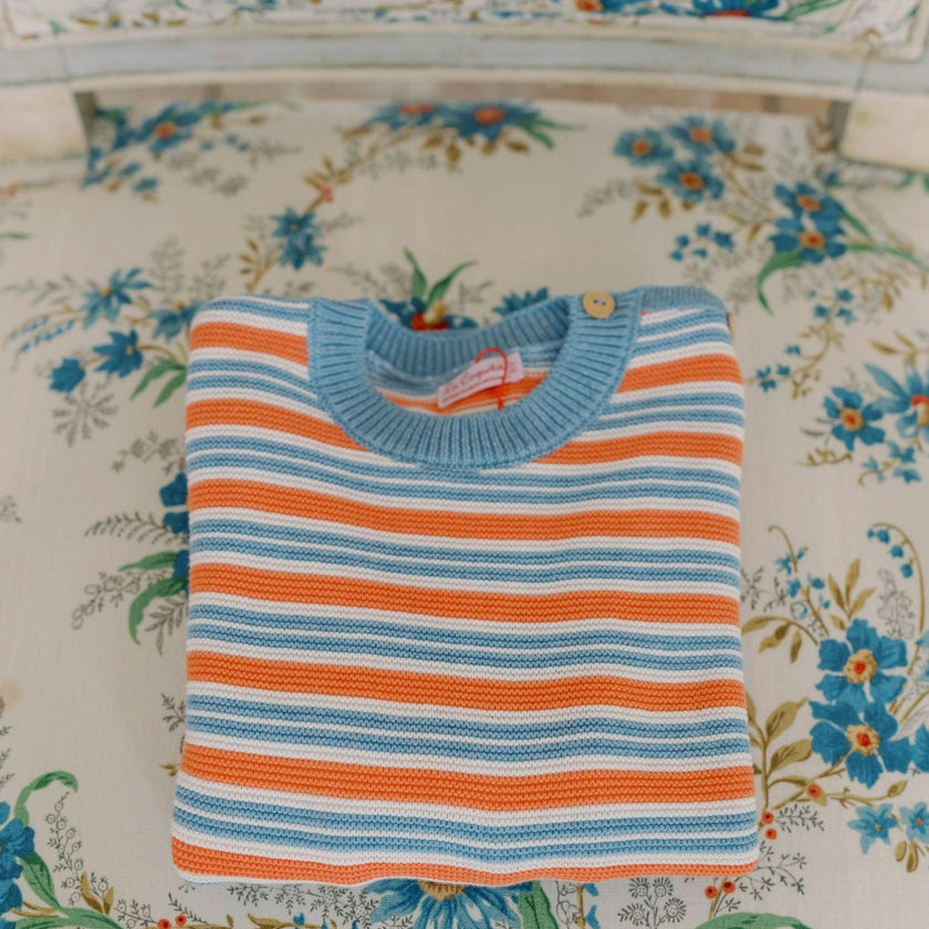 Coral Stripe Bromo Cotton Boy Jumper