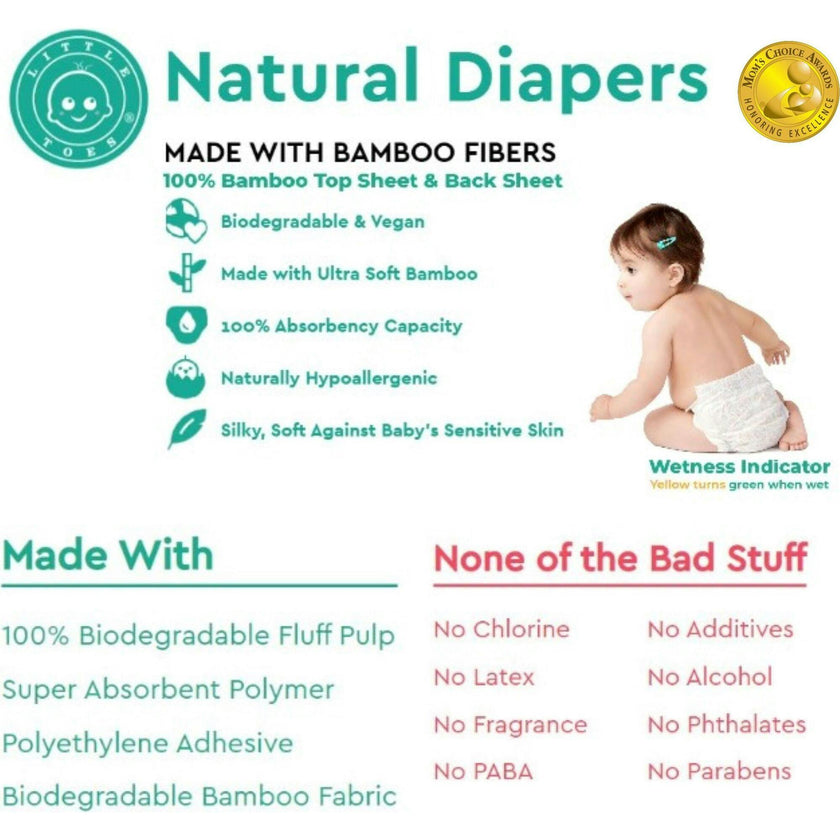 Bamboo Diapers (36 Count), Color-Clear