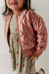 Girls Bomber Jacket in Rose Sparkles