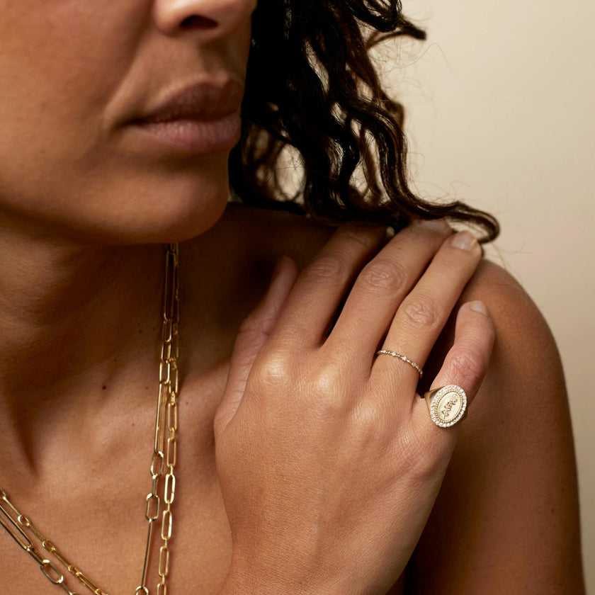 Dotted 7 Diamond Band Ring