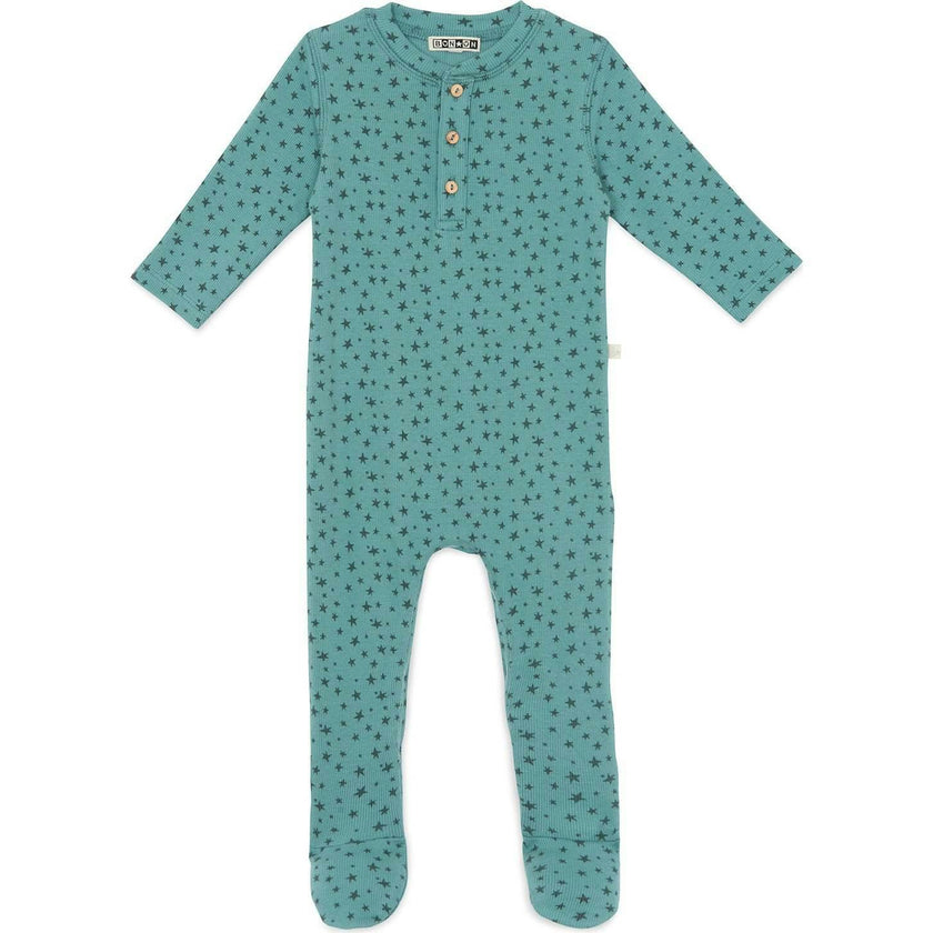 BONTON Mynight Footed Stars Pyjama - Bleu Vintage