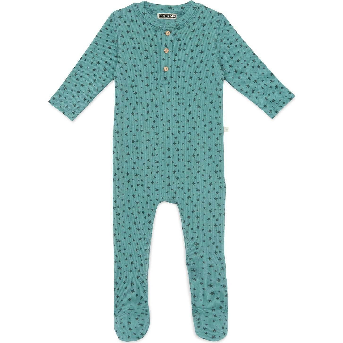 BONTON Mynight Footed Stars Pyjama - Bleu Vintage