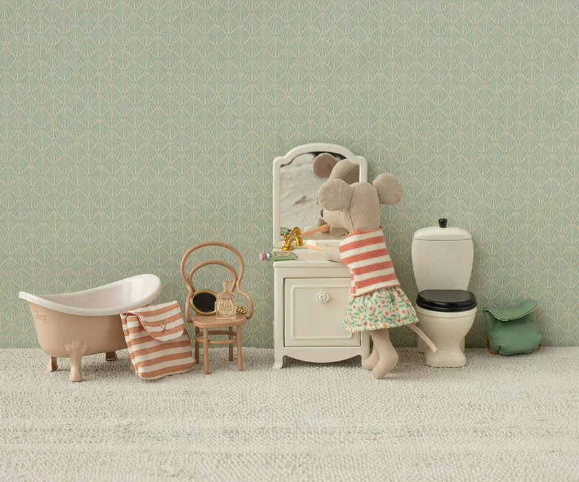 Tooth brush set in bag, Mouse - Coral stripe