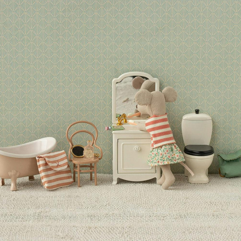 Tooth brush set in bag, Mouse - Coral stripe