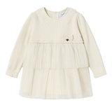 Beige Knit Tulle Dress