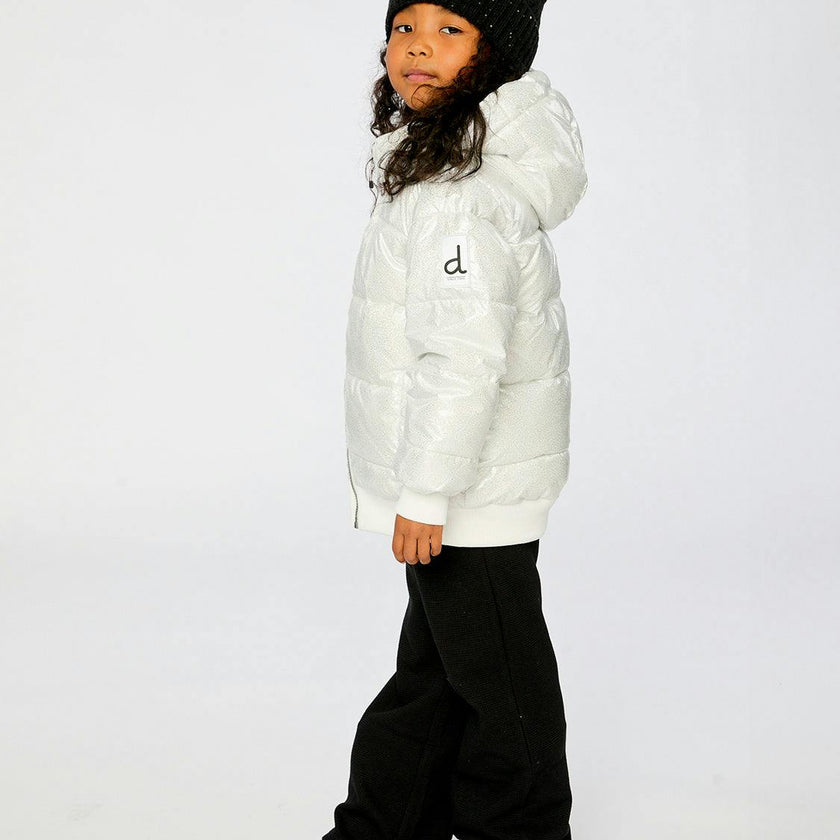 Winter Puffy Jacket White Glitter