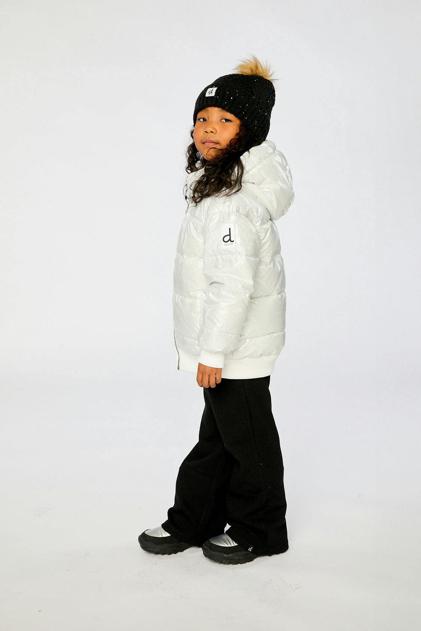 Winter Puffy Jacket White Glitter