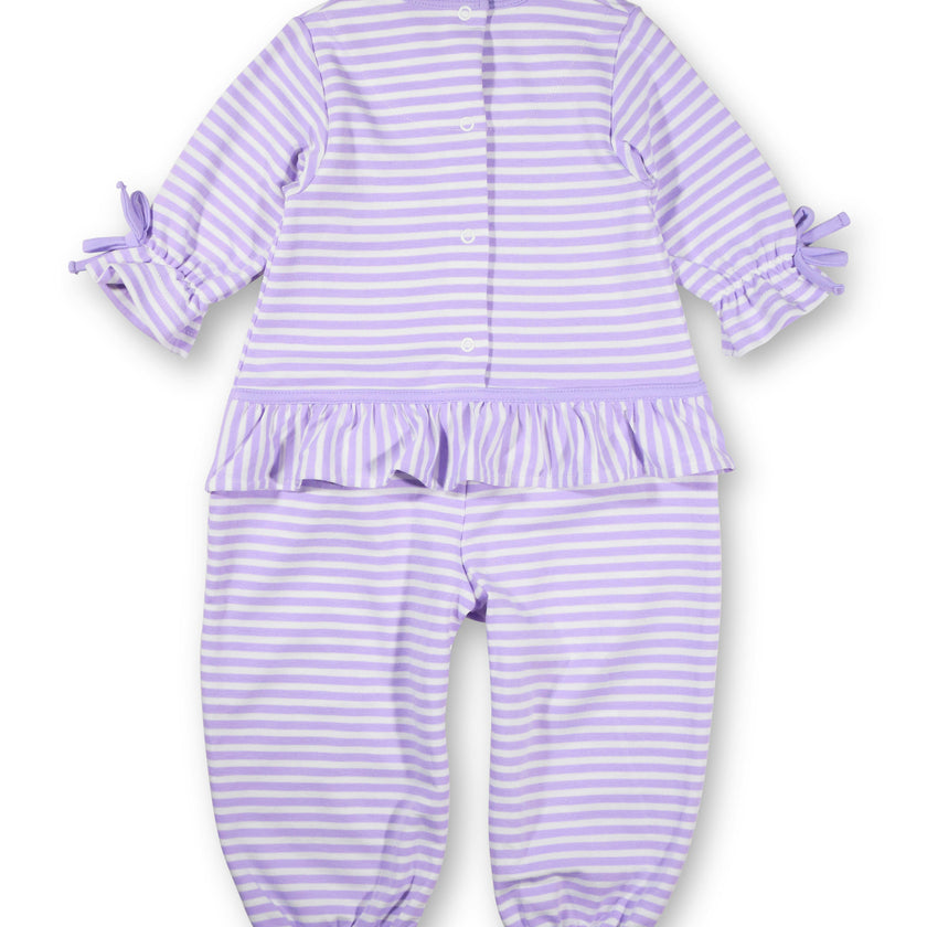 Stripe Knit Longall With Heart Flowers