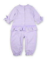 Stripe Knit Longall With Heart Flowers