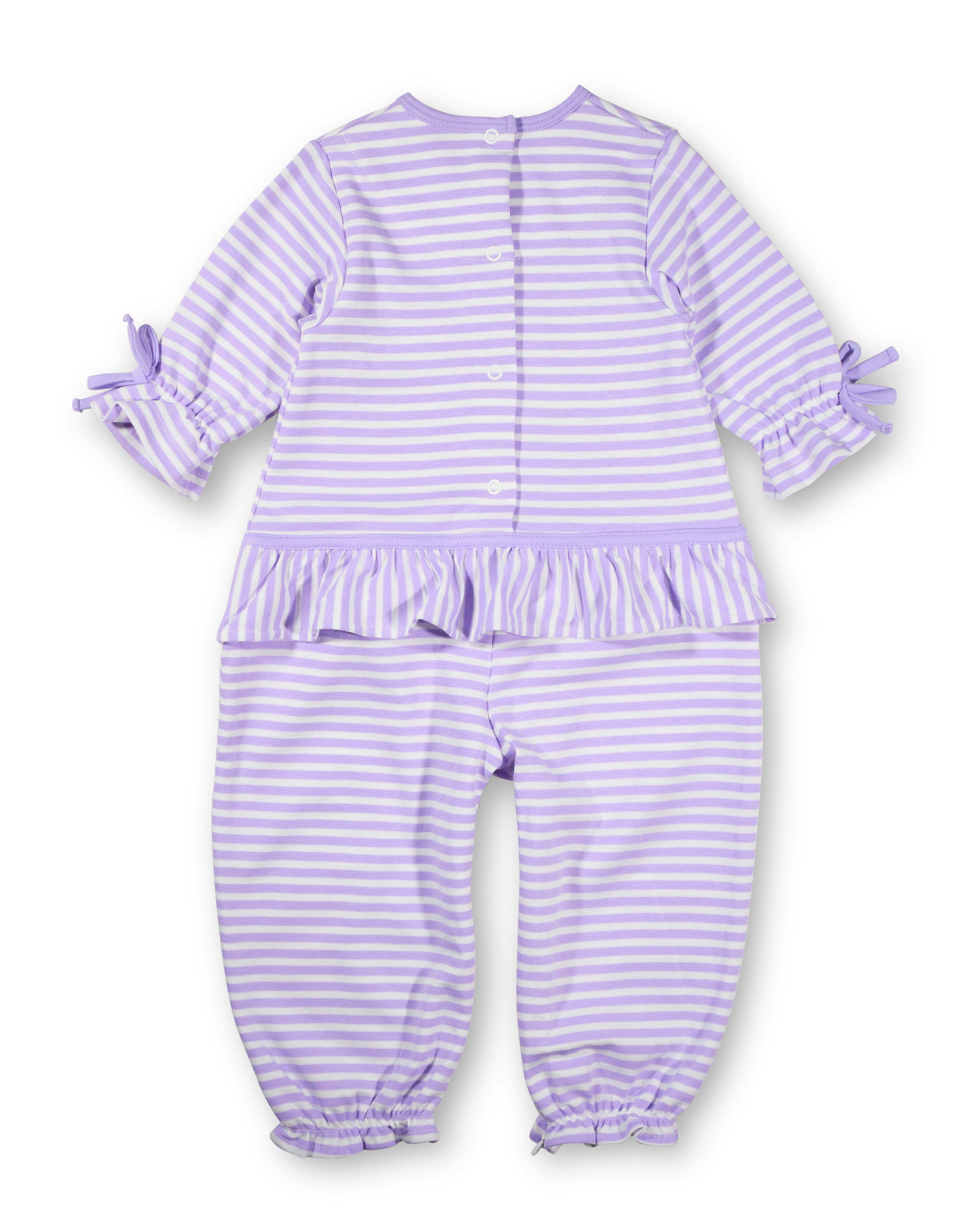 Stripe Knit Longall With Heart Flowers