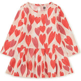 Long Sleeve Pleated Skater Dress, Red