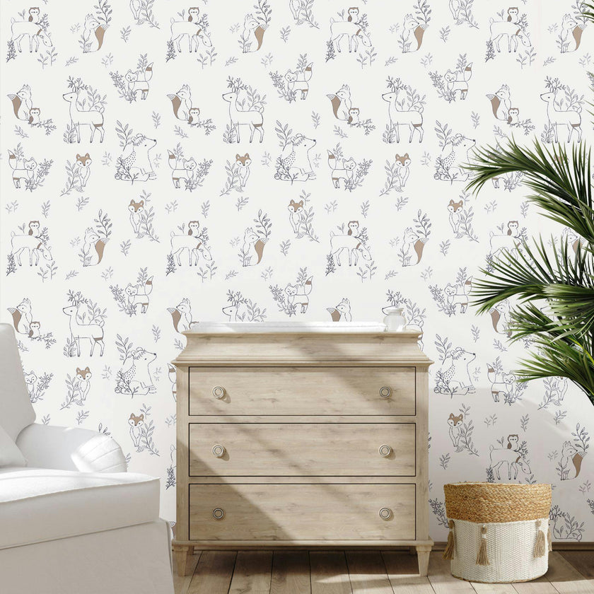 Ezra Woodland Nursery Wallpaper